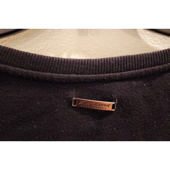 Betsey Johnson Performance Womens Black Crop Shoelace Shoulder Sweatshirt Sz M/L - Picture 4 of 4